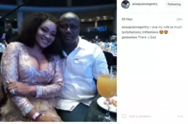 ‘I Love My Wife So Much’ – Mercy Aigbe’s Husband, Shares Photo Of Them After Reports That He Battered Her